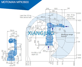 YASKAWA MPX2600 แขนหุ่นยนต์อุตสาหกรรมสำหรับงานจิตรกรรม 15kg Payload 2000mm Arm Robots