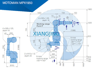 MPX1950 ใช้หุ่นยนต์ Yaskawa สำหรับงานจิตรกรรม 7 กก. น้ำหนักบรรทุก 1450 มม. แขนหุ่นยนต์