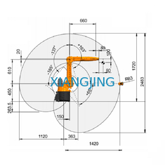 6 แกนใช้ Kuka Robot หุ่นยนต์อุตสาหกรรม Gripper KR 10 R1420 10kg พิกัดน้ำหนักบรรทุก